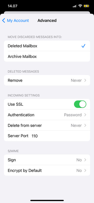 Make sure Use SSL is selected