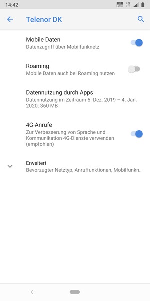 Um das Netzwerk zu wechseln, falls Probleme auftreten, wählen Sie Erweitert