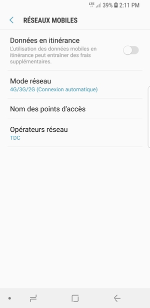 Pour changer de réseau en cas de problèmes de réseau, sélectionnez Opérateurs réseau