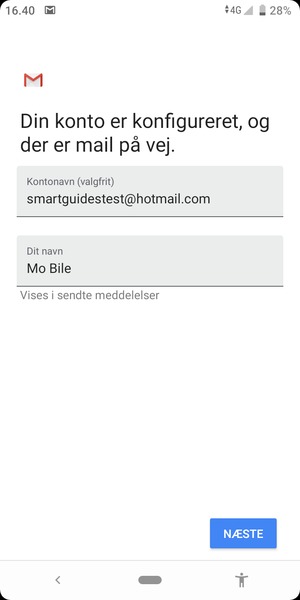 Giv din konto et navn og indtast dit navn. Vælg NÆSTE