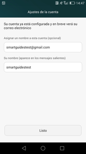 Déle a su cuenta un nombre y escriba su nombre. Seleccione Listo