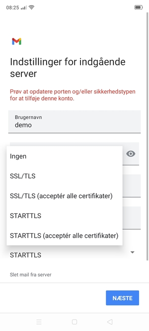 Vælg Ingen og NÆSTE