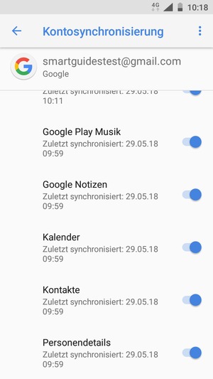 Stellen Sie sicher, dass Kontakte ausgewählt ist