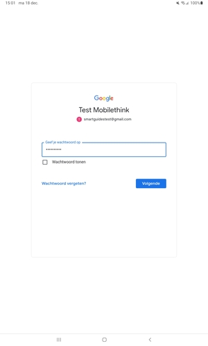 Voer uw Gmail wachtwoord in en selecteer Volgende
