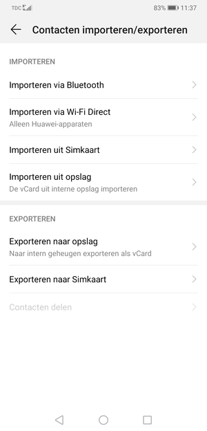 Selecteer Importeren uit Simkaart