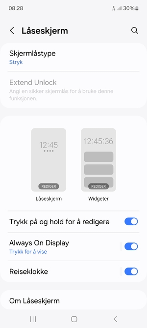 Velg Skjermlåstype