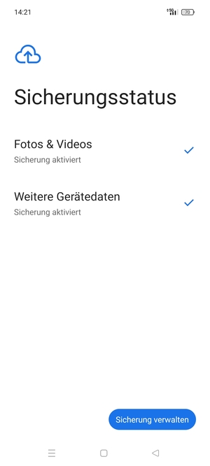Wählen Sie Sicherung verwalten