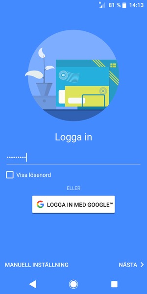Ange ditt Gmail lösenord och välj NÄSTA