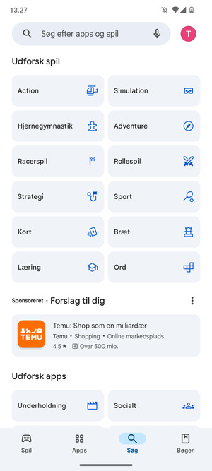 Vælg søgefeltet