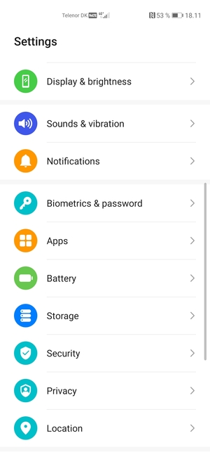 Scroll to and select Battery