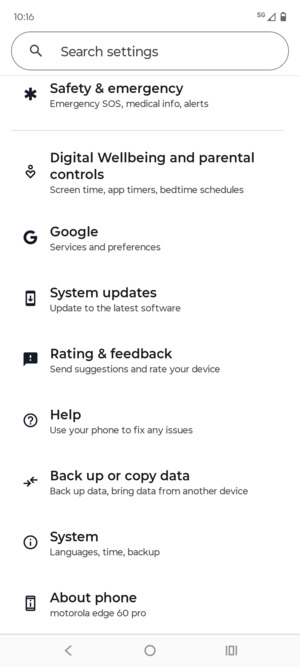 Scroll to and select System updates