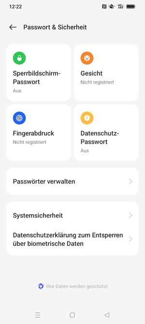 Wählen Sie Systemsicherheit