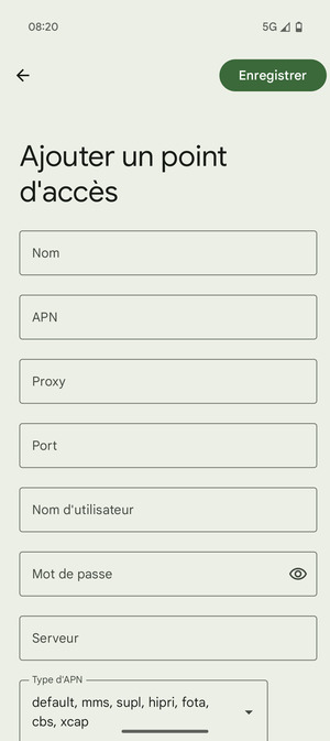 Saisissez les informations MMS