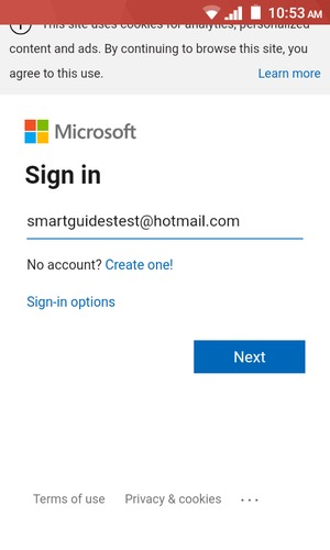 Enter your Email address and select Next