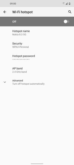 Turn Wi-Fi hotspot on