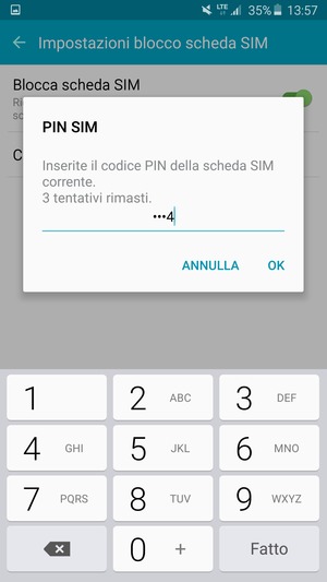 Inserisci Codice PIN della scheda SIM corrente e seleziona OK