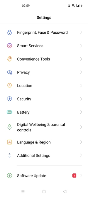 To activate your screen lock, go to the Settings menu and select Fingerprint, Face & Password