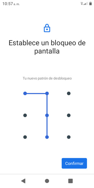 Dibuje de nuevo el patrón de desbloqueo y seleccione Confirmar