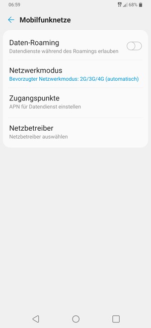 Um das Netzwerk zu wechseln, falls Probleme auftreten, wählen Sie Netzbetreiber
