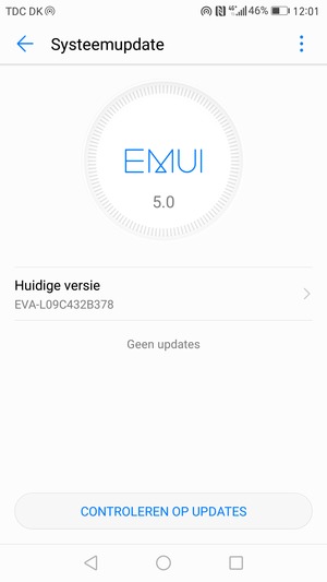 Als uw telefoon up-to-date is, zult u het volgende scherm zien