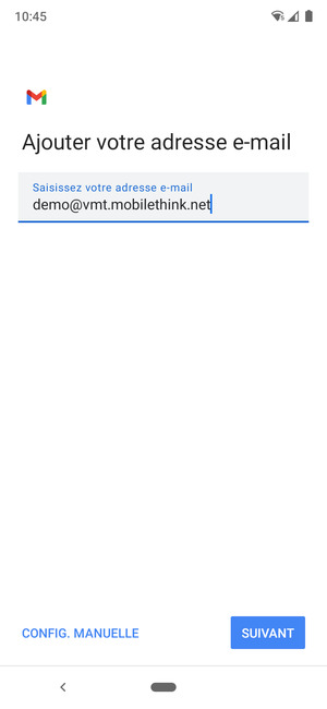 Saisissez votre adresse e-mail et sélectionnez SUIVANT