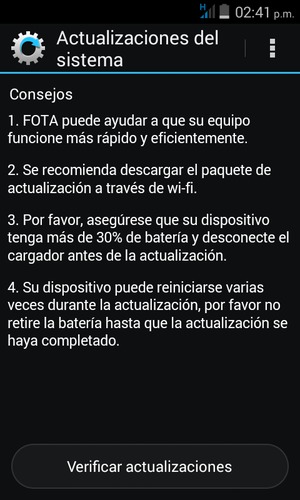Seleccione Verificar actualizaciones