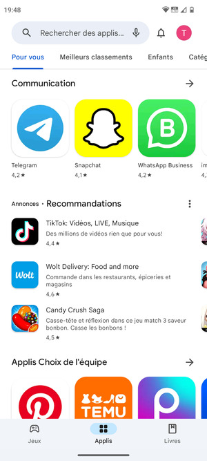 Sélectionnez la barre de Recherche