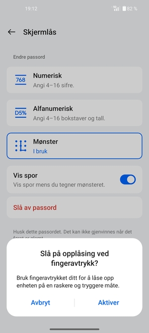 Velg ønsket alternativ