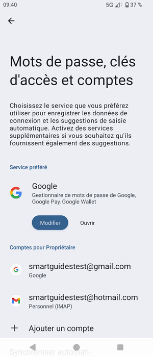 Sélectionnez votre compte Google