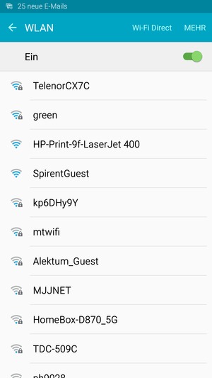 Wählen Sie das Wireless-Netzwerk, zu dem Sie eine Verbindung herstellen möchten