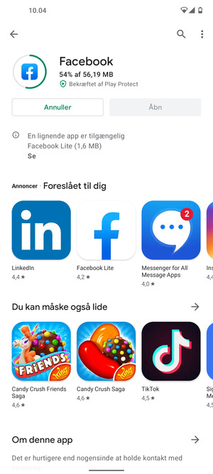 Afvent at installeringen er afsluttet