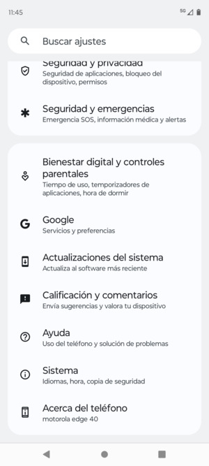 Desplácese y seleccione Actualizaciones del sistema