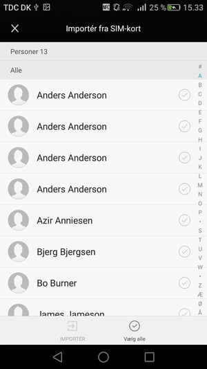 Vælg Vælg alle