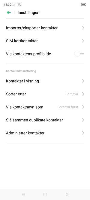 Velg SIM-kortkontakter