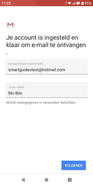 Geef uw account een naam en voer uw naam in. Selecteer VOLGENDE
