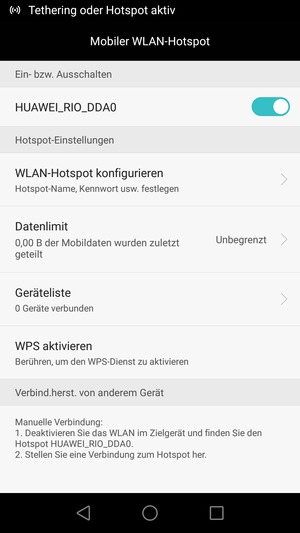 Ihr Handy ist jetzt für die Verwendung als Modem eingerichtet