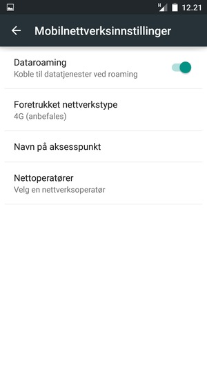 Slå Dataroaming på eller av