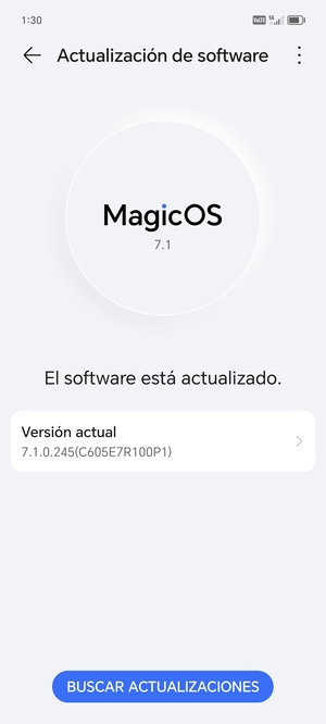 Si su teléfono está actualizado, verá la siguiente pantalla