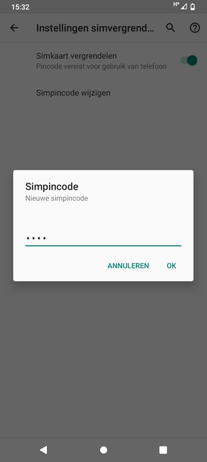 Voer uw Nieuwe simpincode in en selecteer OK