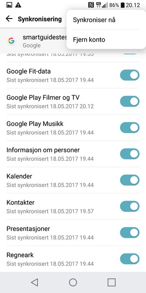 Velg Synkroniser nå