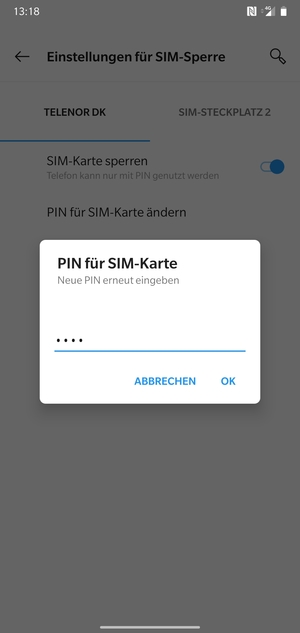 Bestätigen Sie Ihre neue PIN für SIM-Karte und wählen Sie OK