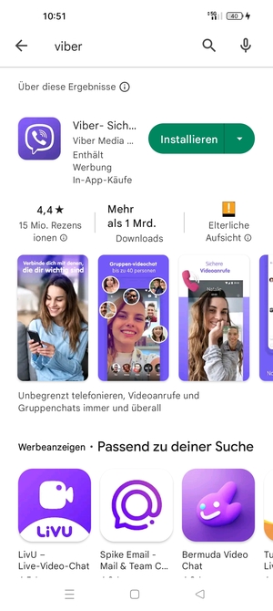 Wählen Sie die App