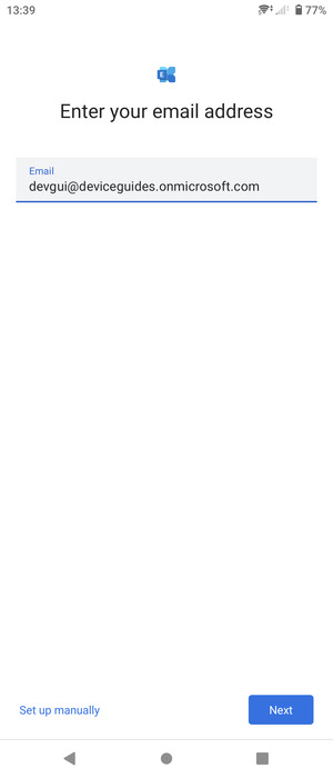 Enter your Email address and  select Set up manually