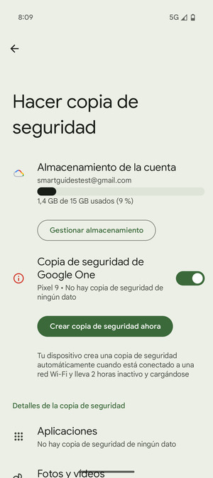 Seleccione Almacenamiento de la cuenta