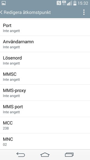 Scrolla ner och ange MMS-information