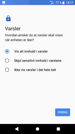 Velg ønsket alternativ og velg FERDIG