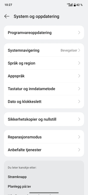 Velg Sikkerhetskopier og nullstill