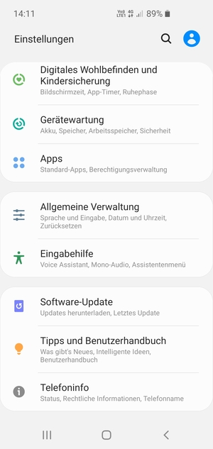 Scrollen Sie und wählen Sie Software-Update