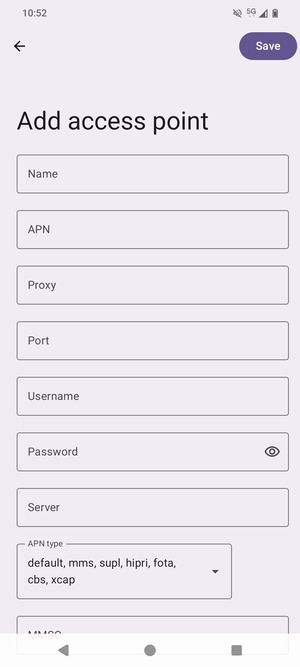 Enter Internet information