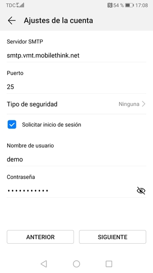 Introduzca la dirección de servidor saliente